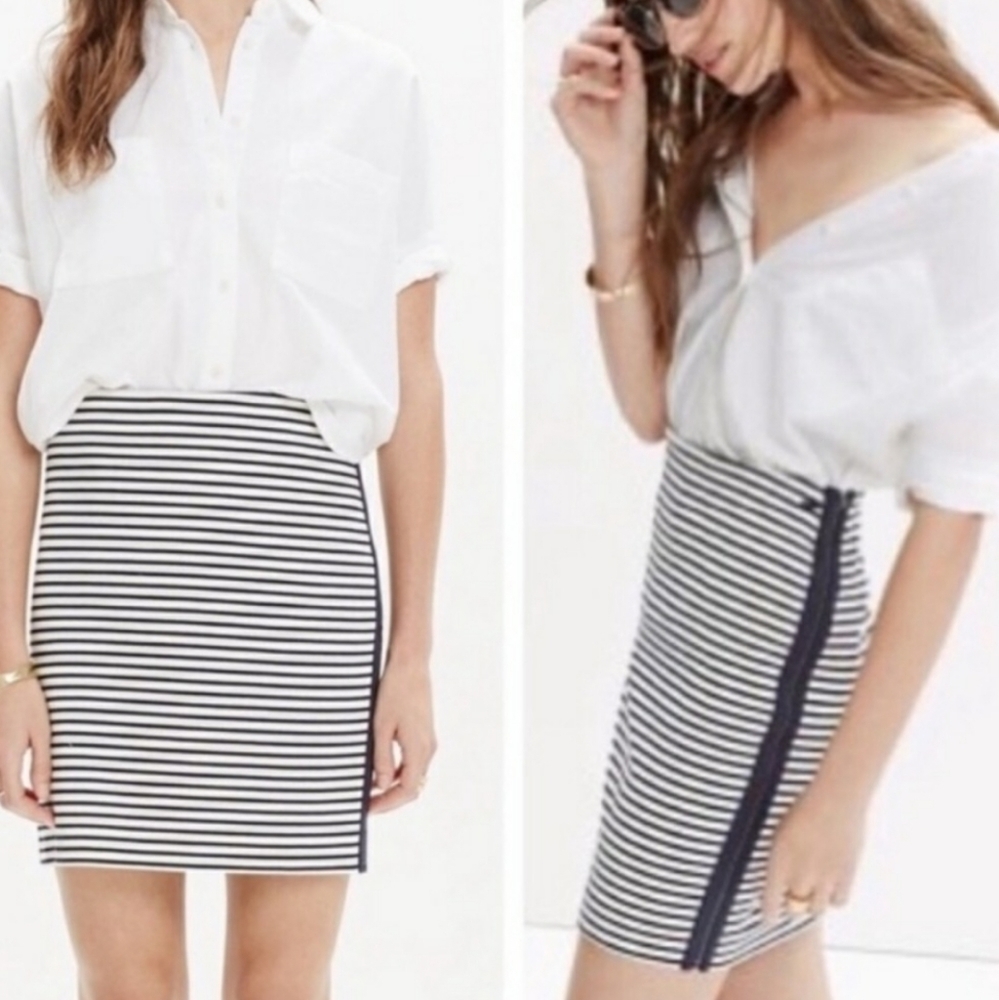Madewell Black and White Striped Mini Skirt